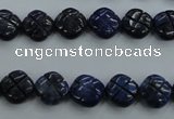 CNL991 15.5 inches 10mm carved flower natural lapis lazuli gemstone beads