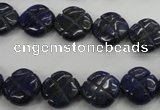 CNL993 15.5 inches 13mm carved flower natural lapis lazuli gemstone beads