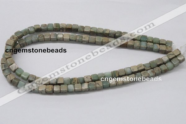 CNS06 16 inches 7*7mm cube natural serpentine jasper beads wholesale