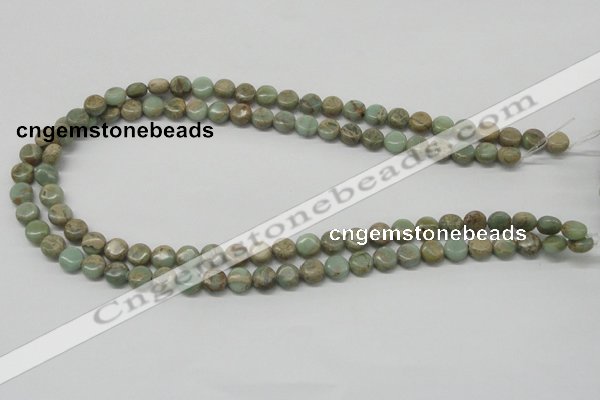 CNS08 16 inches 8mm flat round natural serpentine jasper beads