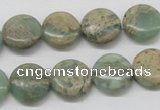 CNS10 16 inches 14mm flat round natural serpentine jasper beads