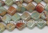 CNS118 15.5 inches 10*10mm diamond natural serpentine jasper beads