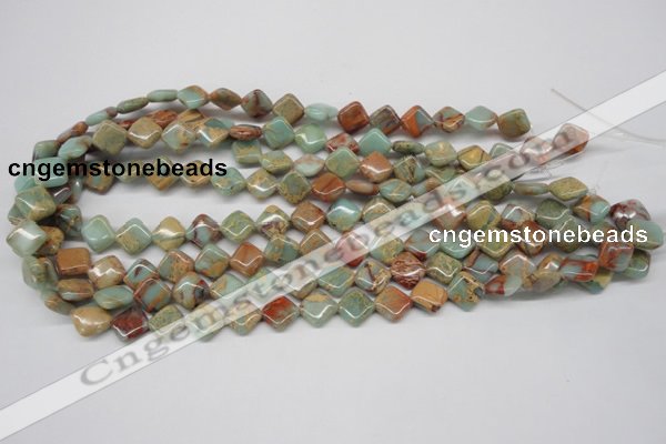 CNS118 15.5 inches 10*10mm diamond natural serpentine jasper beads