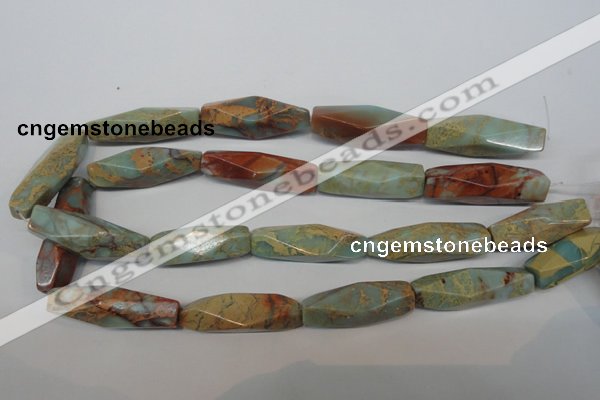 CNS134 15.5 inches 12*40mm faceted rice natural serpentine jasper beads