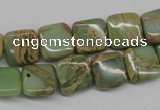 CNS140 15.5 inches 12*12mm square natural serpentine jasper beads