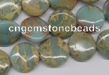 CNS161 15.5 inches 16mm flat round natural serpentine jasper beads