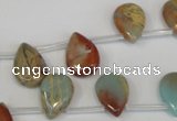 CNS199 Top-drilled 10*14mm flat teardrop natural serpentine jasper beads