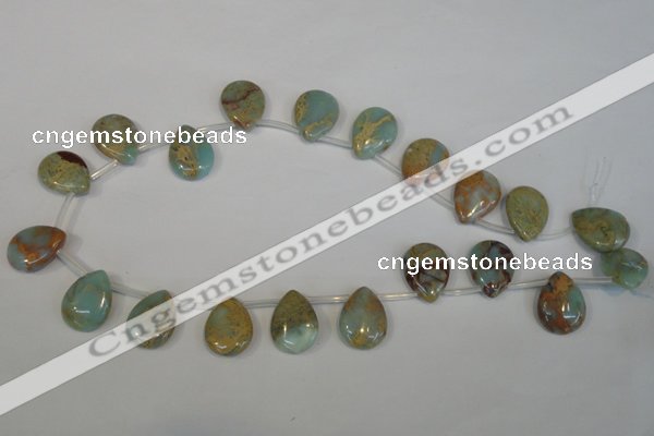 CNS200 Top-drilled 15*20mm flat teardrop natural serpentine jasper beads