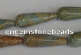 CNS201 15.5 inches 10*30mm teardrop natural serpentine jasper beads