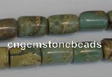 CNS205 15.5 inches 10*14mm drum natural serpentine jasper beads