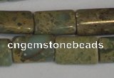 CNS215 15.5 inches 8*12mm flat tube natural serpentine jasper beads