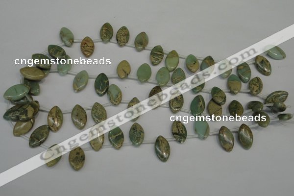 CNS218 Top-drilled 10*18mm marquise natural serpentine jasper beads