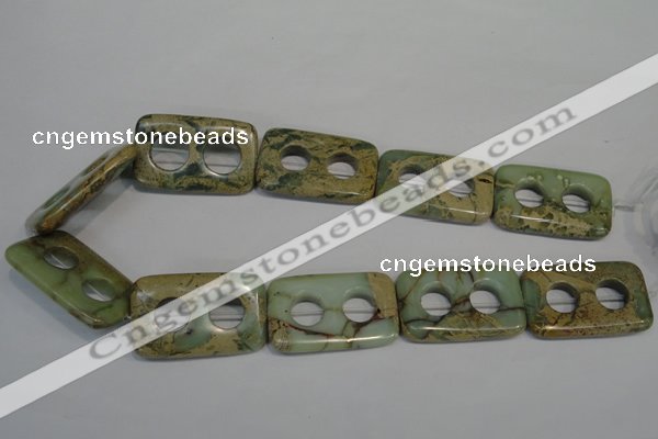 CNS227 15.5 inches 25*40mm carved rectangle natural serpentine jasper beads