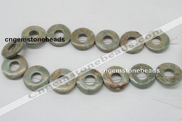 CNS23 16 inches 30mm flat round natural serpentine jasper beads