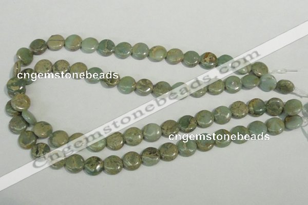 CNS230 15.5 inches 12mm flat round natural serpentine jasper beads