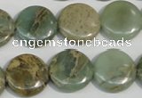 CNS231 15.5 inches 16mm flat round natural serpentine jasper beads