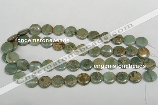 CNS231 15.5 inches 16mm flat round natural serpentine jasper beads