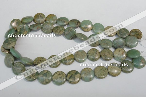 CNS232 15.5 inches 18mm flat round natural serpentine jasper beads