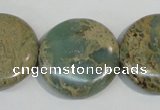 CNS234 15.5 inches 25mm flat round natural serpentine jasper beads