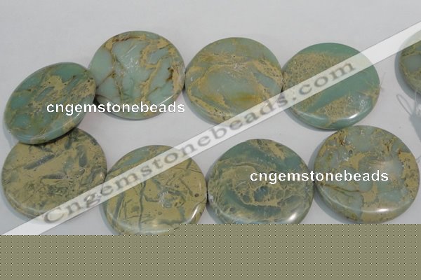 CNS238 15.5 inches 50mm flat round natural serpentine jasper beads