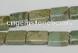 CNS260 15.5 inches 10*14mm flat tube natural serpentine jasper beads