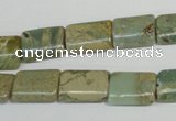 CNS260 15.5 inches 10*14mm flat tube natural serpentine jasper beads