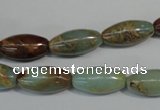 CNS277 15.5 inches 8*16mm rice natural serpentine jasper beads