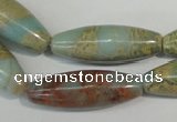 CNS278 15.5 inches 10*30mm rice natural serpentine jasper beads