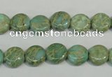 CNS280 15.5 inches 10mm flat round natural serpentine jasper beads