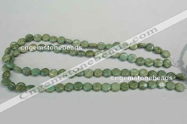 CNS280 15.5 inches 10mm flat round natural serpentine jasper beads