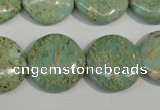 CNS284 15.5 inches 18mm flat round natural serpentine jasper beads