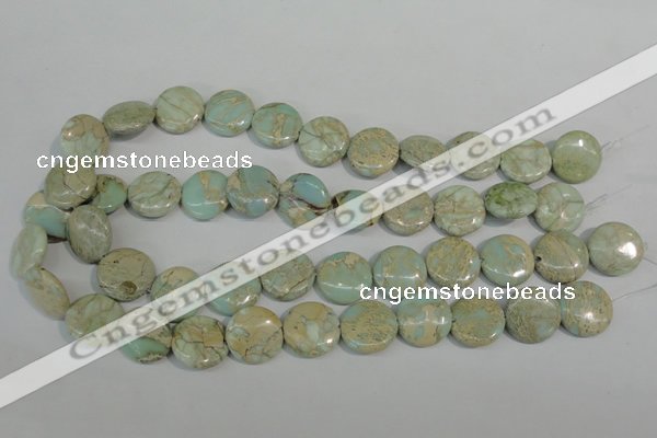 CNS286 15.5 inches 18mm flat round natural serpentine jasper beads