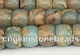 CNS306 15.5 inches 6*8mm rondelle serpentine jasper beads