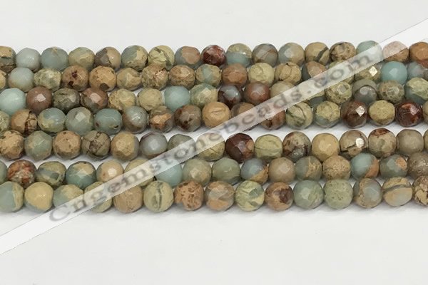 CNS342 15.5 inches 8mm faceted round serpentine jasper beads