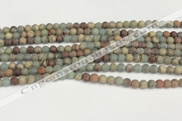 CNS345 15.5 inches 6mm round matte serpentine jasper beads