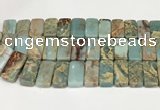 CNS353 7.5 inches 10*20mm rectangle double drilled serpentine jasper beads