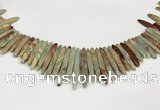 CNS355 Top drilled 5*15mm - 6*45mm sticks serpentine jasper beads