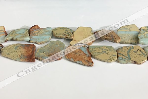 CNS359 25*35mm - 35*45mm freefrom serpentine jasper slab beads