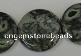 CNS425 15.5 inches 30mm flat round natural serpentine jasper beads