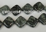 CNS428 15.5 inches 12*12mm diamond natural serpentine jasper beads