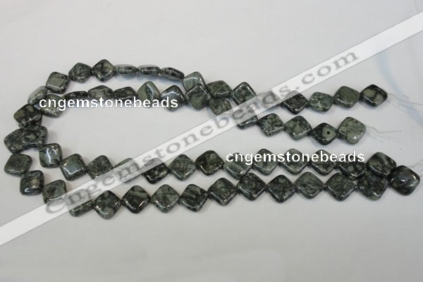 CNS428 15.5 inches 12*12mm diamond natural serpentine jasper beads