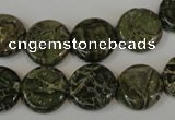 CNS520 15.5 inches 14mm flat round natural serpentine jasper beads