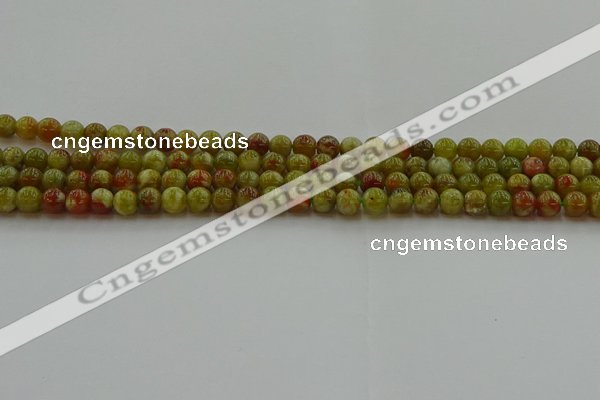 CNS601 15.5 inches 6mm round green dragon serpentine jasper beads