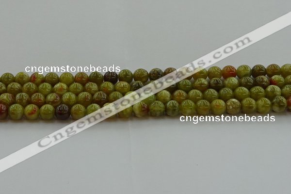 CNS602 15.5 inches 8mm round green dragon serpentine jasper beads