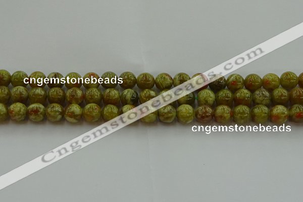 CNS603 15.5 inches 10mm round green dragon serpentine jasper beads