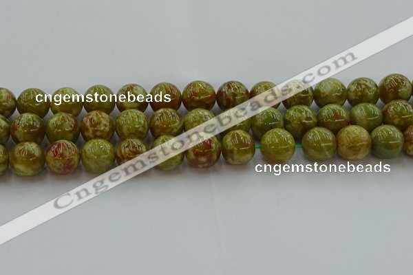 CNS606 15.5 inches 16mm round green dragon serpentine jasper beads