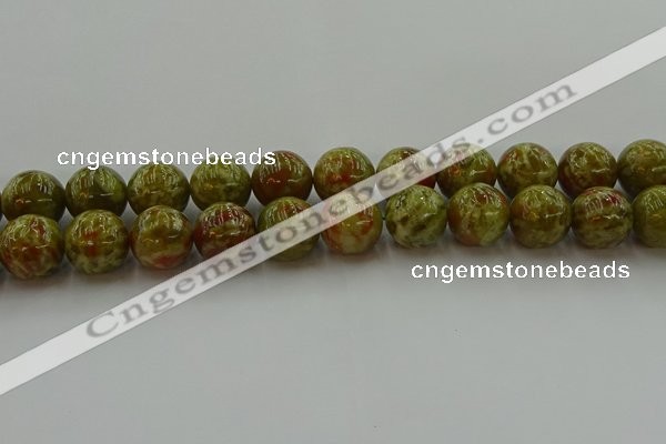 CNS607 15.5 inches 18mm round green dragon serpentine jasper beads