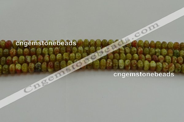 CNS610 15.5 inches 4*6mm rondelle green dragon serpentine jasper beads