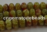 CNS612 15.5 inches 6*10mm rondelle green dragon serpentine jasper beads