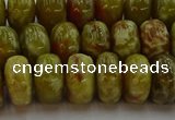 CNS614 15.5 inches 8*14mm rondelle green dragon serpentine jasper beads